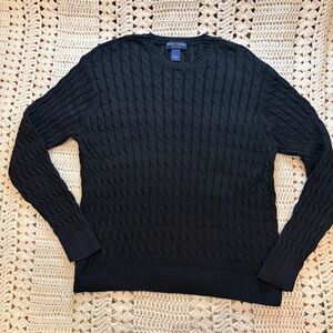 Daniel Cremieux Collection Men's Black Cable Knit Crewneck Sweater Sz Large